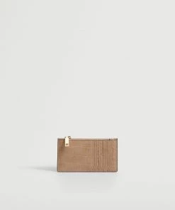 Mango Croc-effect Card Holder Black