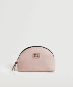 Mango Zipped Toiletry Bag With Logo Pastel Pink