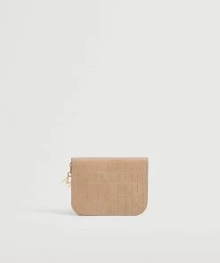 Mango Croc-effect Wallet Nude