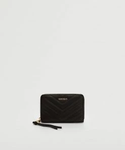 Mango Padded Logo Wallet Black