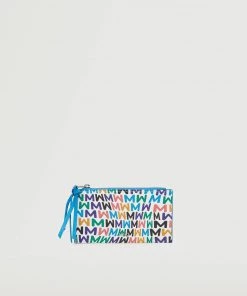 Mango Zip Print Purse Ecru