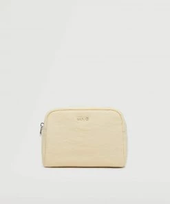 Mango Zipped Toiletry Bag With Logo Ecru