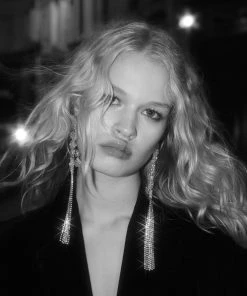 Mango Crystal Waterfall Earrings Silver