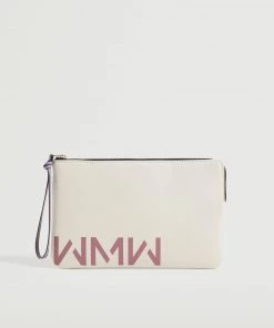 Mango Zipped Toiletry Bag With Logo Pale Pink