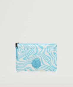 Mango Marble-print Cosmetic Bag Sky Blue