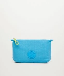 Mango Zipped Toiletry Bag With Logo Sky Blue