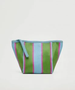 Mango Striped Cosmetic Bag Green