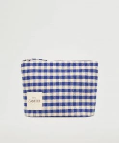 Mango Gingham Check Cosmetic Bag Blue