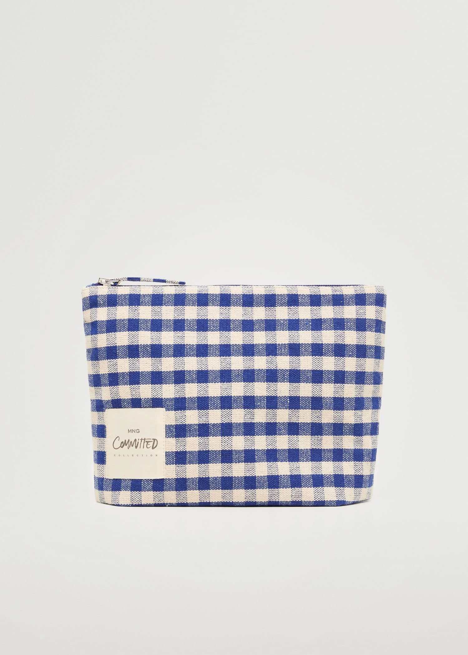 Mango Gingham Check Cosmetic Bag Blue 1 Mango Gingham Check Cosmetic Bag Blue