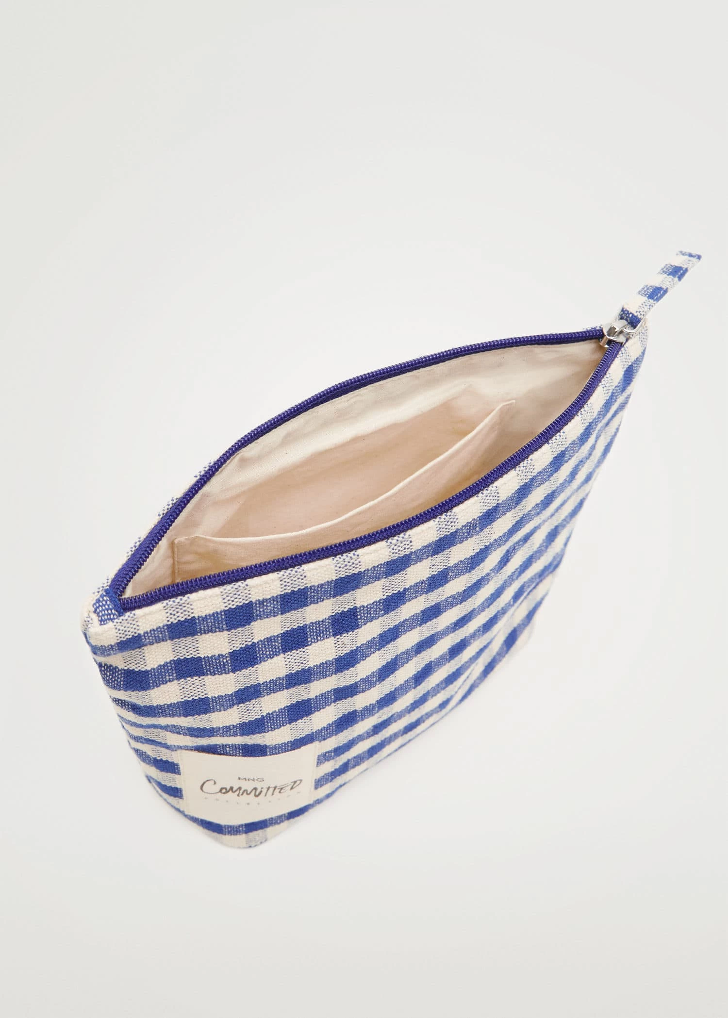 Mango Gingham Check Cosmetic Bag Blue 4 Mango Gingham Check Cosmetic Bag Blue - Image 4