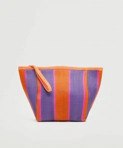 Mango Striped Cosmetic Bag Orange