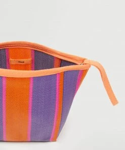 Mango Striped Cosmetic Bag Orange -Mango Jewellery Wallets Belts For Women Sales unnamed file 1258