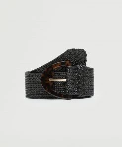 Mango Tortoiseshell Buckle Belt Black