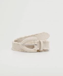Mango Metal Buckle Fabric Belt Ecru