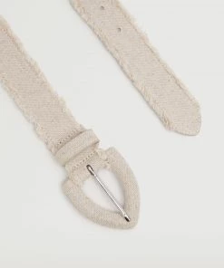 Mango Metal Buckle Fabric Belt Ecru -Mango Jewellery Wallets Belts For Women Sales unnamed file 1401