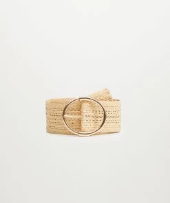 Mango Rounded Buckle Belt Ecru