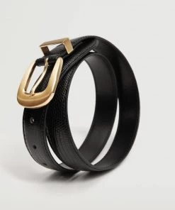 Mango Crocodile Effect Belt Black -Mango Jewellery Wallets Belts For Women Sales unnamed file 1462