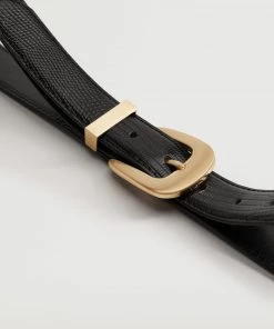 Mango Crocodile Effect Belt Black -Mango Jewellery Wallets Belts For Women Sales unnamed file 1469