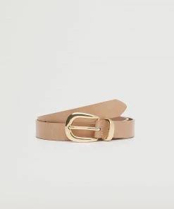 Mango Buckle Skinny Belt Black