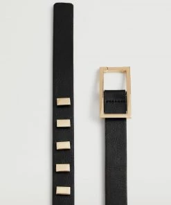 Mango Metal Appliqué Belt Black -Mango Jewellery Wallets Belts For Women Sales unnamed file 1504