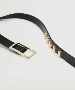Mango Metal Appliqué Belt Black -Mango Jewellery Wallets Belts For Women Sales unnamed file 1505