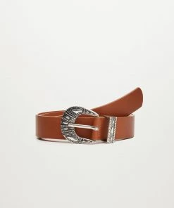 Mango Embossed Buckle Belt Black