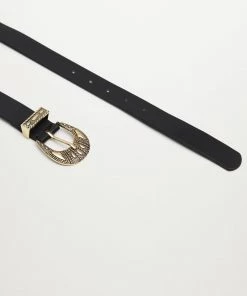 Mango Embossed Buckle Belt Black -Mango Jewellery Wallets Belts For Women Sales unnamed file 1539
