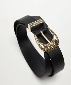 Mango Embossed Buckle Belt Black -Mango Jewellery Wallets Belts For Women Sales unnamed file 1540