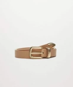 Mango Metal Buckle Belt Medium Brown