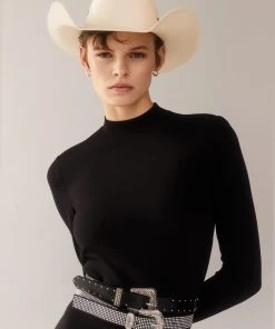 Mango Embossed Buckle Belt Black