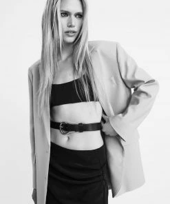 Mango Metal Buckle Belt Black