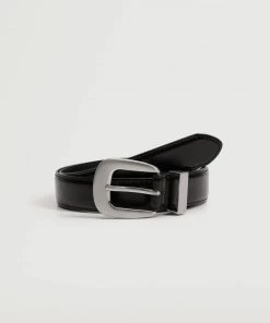 Mango Metal Buckle Belt Black