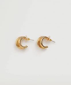 Mango Metallic Hoop Earrings Gold