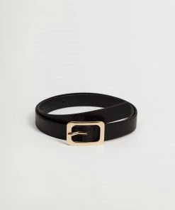 Mango Metal Buckle Belt Black