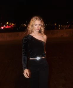 Mango Strass Buckle Belt Silver