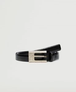 Mango Buckle Sparkly Belt Black