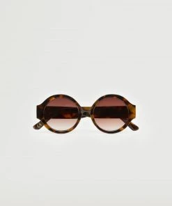 Mango Tortoiseshell Rounded Sunglasses Purple