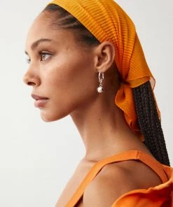 Mango Hoop Pendant Earrings Silver