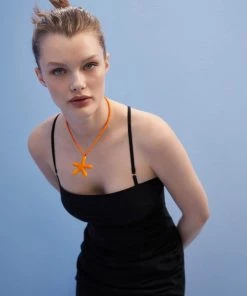 Mango Crystal Pendant Necklace Orange