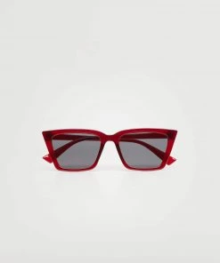 Mango Acetate Frame Sunglasses Red