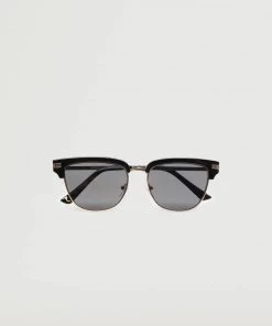 Mango Metallic Frame Sunglasses Black
