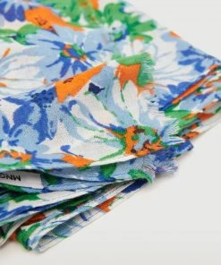 Mango Floral Print Scarf Blue