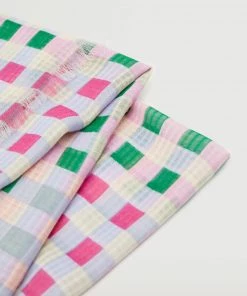 Mango Check Printed Scarf Pink