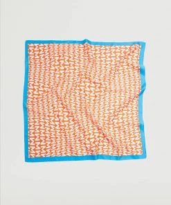 Mango Printed Scarf With Logo Orange