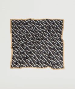 Mango Printed Scarf With Logo Blue