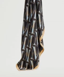 Mango Printed Scarf With Logo Blue -Mango Jewellery Wallets Belts For Women Sales unnamed file 2242