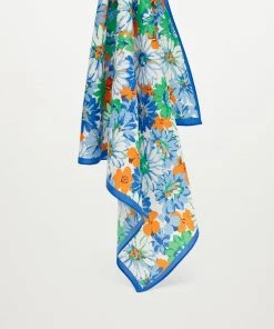 Mango Flowers Printed Scarf Blue -Mango Jewellery Wallets Belts For Women Sales unnamed file 2247