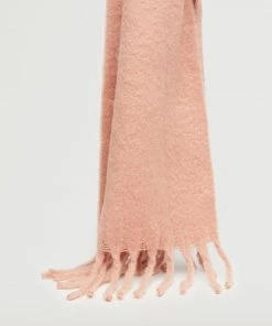 Mango Fringes Knit Scarf Pastel Pink