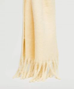 Mango Fringed Edge Wool-blend Scarf Blue