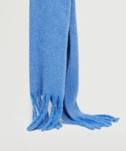 Mango Fringed Edge Wool-blend Scarf Blue -Mango Jewellery Wallets Belts For Women Sales unnamed file 2366